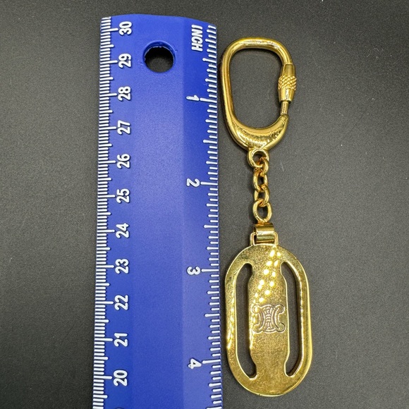 CELINE 24-Karat Gold-Plated Triomphe Keychain or Bag Charm, GUC - Picture 6 of 12